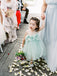 Mint Green Tulle Round Neck With Bow Appliques Cute Flower Girl Dresses, FGS105
