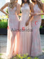 Mismatched Lace Chic Simple Modest Long Bridesmaid Dresses AB4214