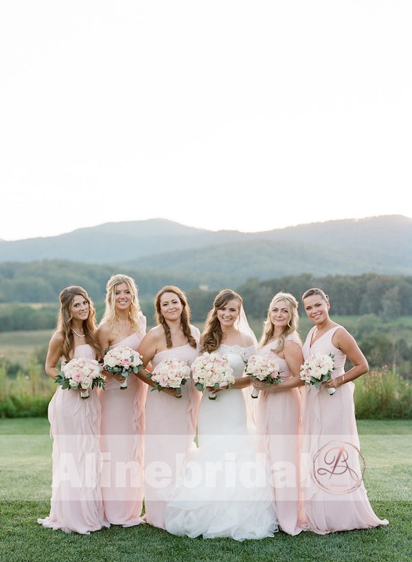 Pink Mismatched Chiffon A-line Summer Bridesmaid Dresses main image 0