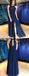 Navy Lace Chiffon Sleeveless Open Back Simple Prom Dresses,PD00371