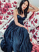 Navy Sweethart Spaghetti Strap A-line Ankle Length Prom Dresses ,PD00194