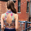 Navy Two Piece Embroidery High Neck Open Back Homecoming Dresses ,HD0019