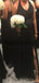 New Arrival A-line Black Side Slit Satin Long Formal Bridesmaid Dresses AB4221