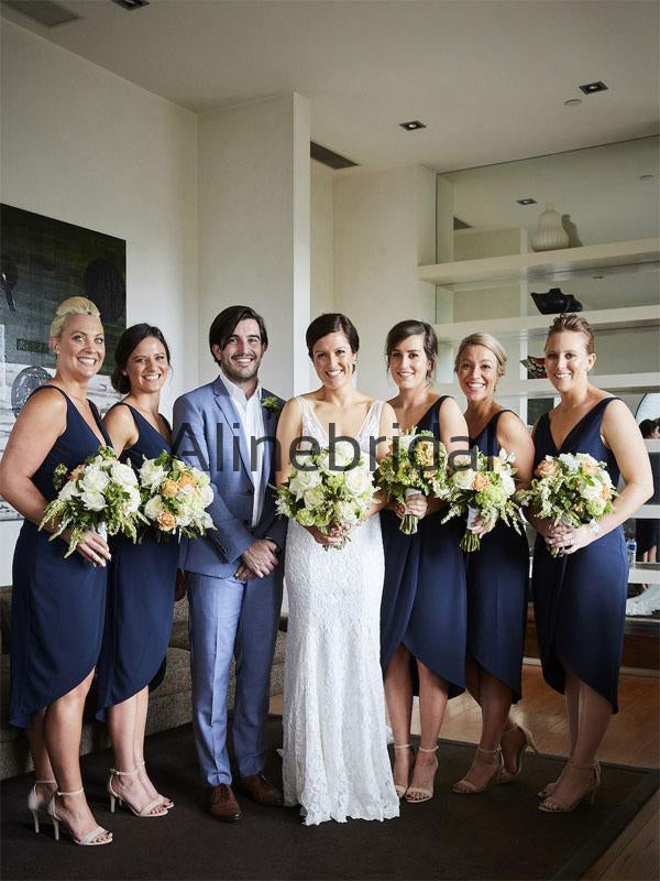 New Arrival Short Navy Blue Beach Summer Bridesmaid Dresses AB4230 –  AlineBridal