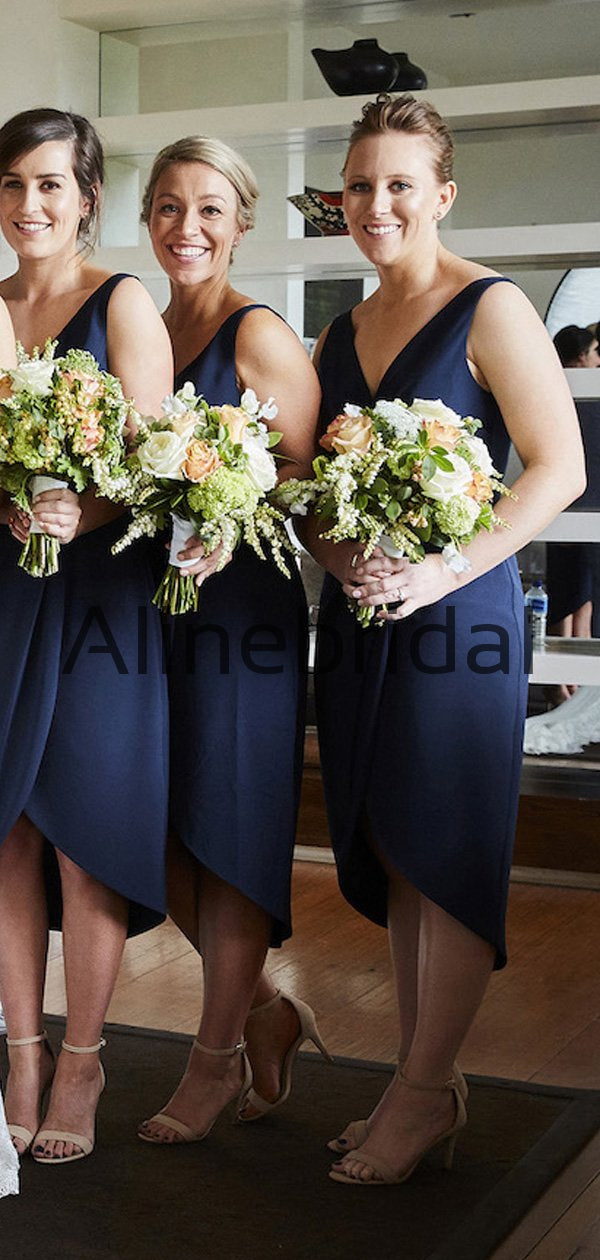 New Arrival Short Navy Blue Beach Summer Bridesmaid Dresses AB4230 AlineBridal New Arrival Short Navy Blue Beach Summer Bridesmaid Dresses AB4230 AlineBridal