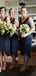 New Arrival Short Navy Blue Beach Summer Bridesmaid Dresses AB4230