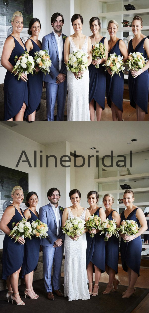 New Arrival Short Navy Blue Beach Summer Bridesmaid Dresses AB4230 AlineBridal New Arrival Short Navy Blue Beach Summer Bridesmaid Dresses AB4230 AlineBridal