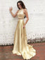 New Arrival Gold Two Pieces High Neck Pretty Sparkly Evening Party Prom Dress,PD0062