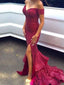 New Arrival Red Sequined Off Shoulder Mermaid Sexy Party Cocktail Evening Party Prom Dresses Online,PD0184