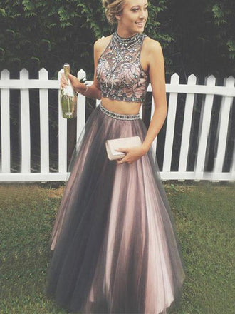 New Two Pieces Vintage Ball Gown Gorgeous Long Prom Dresses, AB0080