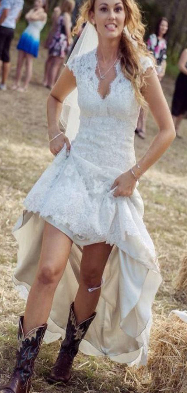 Newest Lace Cap Sleeve Country Simple Beach Bridal Wedding Dress. AB03 AlineBridal Newest Lace Cap Sleeve Country Simple Beach Bridal Wedding Dress. AB03 AlineBridal