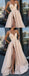 Nude Satin Spaghetti Strap Slit Sexy Prom Dresses,PD00156