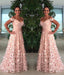 Off Shoulder Blush Pink 3D Butterfly Applique A-line Prom Dresses .PD00247