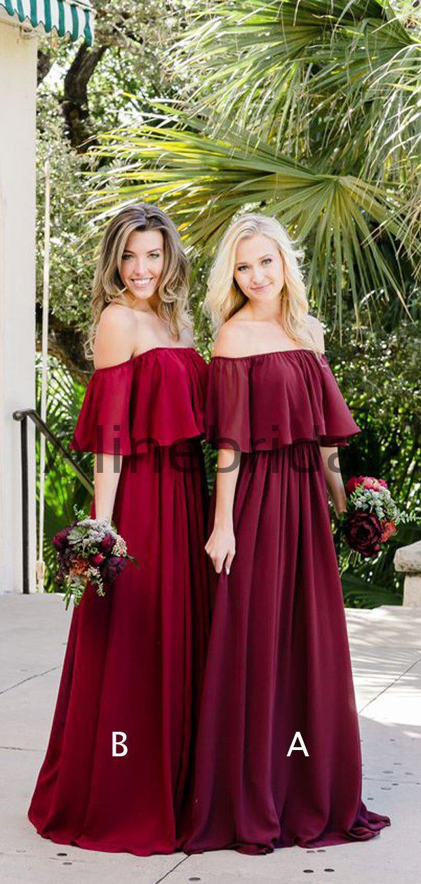 Boho burgundy discount bridesmaid dresses