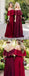 Off Shoulder Burgundy Chiffon Boho Wedding Bridesmaid Dresses, AB4084