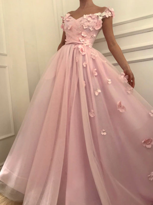 Pink prom dresses deals off the shoulder