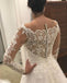 Off Shoulder Long Sleeve Lace Tulle Ball Gown Wedding Dresses , AB1507