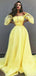 Off Shoulder Yellow Tulle Applique Unique Fashion Prom Dresses,PD00368