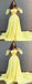 Off Shoulder Yellow Tulle Applique Unique Fashion Prom Dresses,PD00368