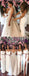 Off White Spaghetti Strap Slit Sheath Rose Ribbon Bridesmaid Dresses, AB4058