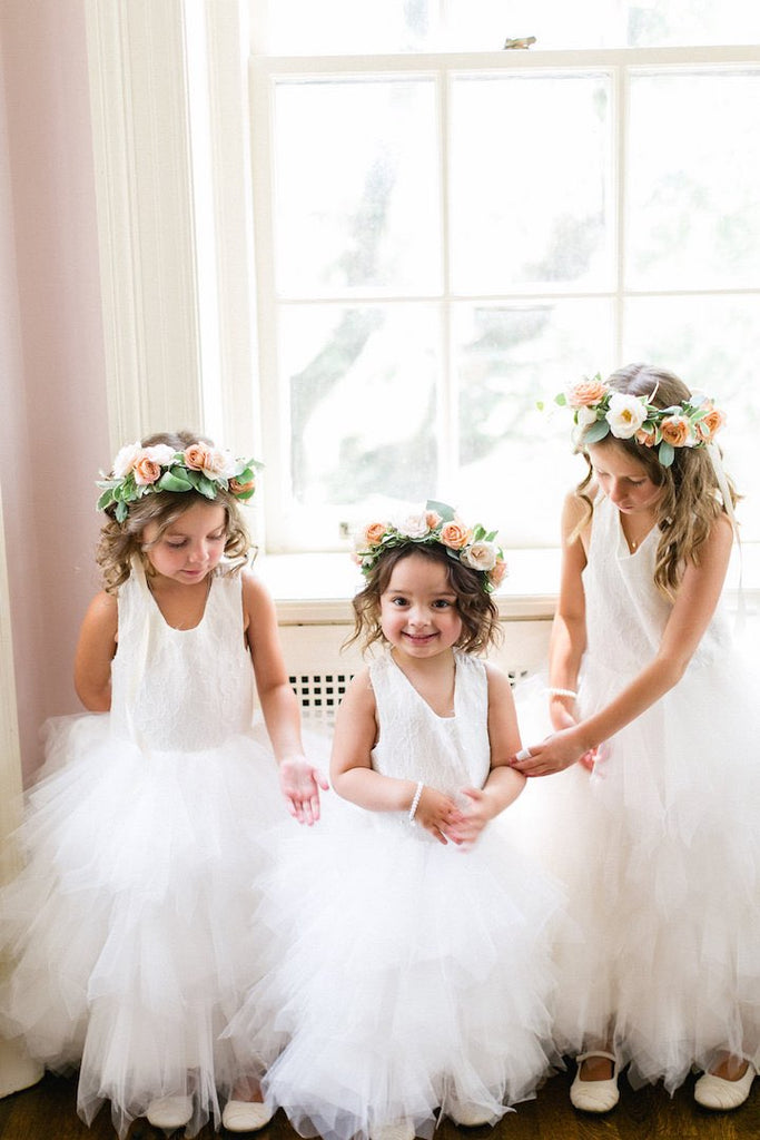 Lace top store flower girl dress