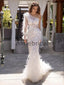 One Shoulder Mermaid Lace Modest Long Wedding Dresses WD0580