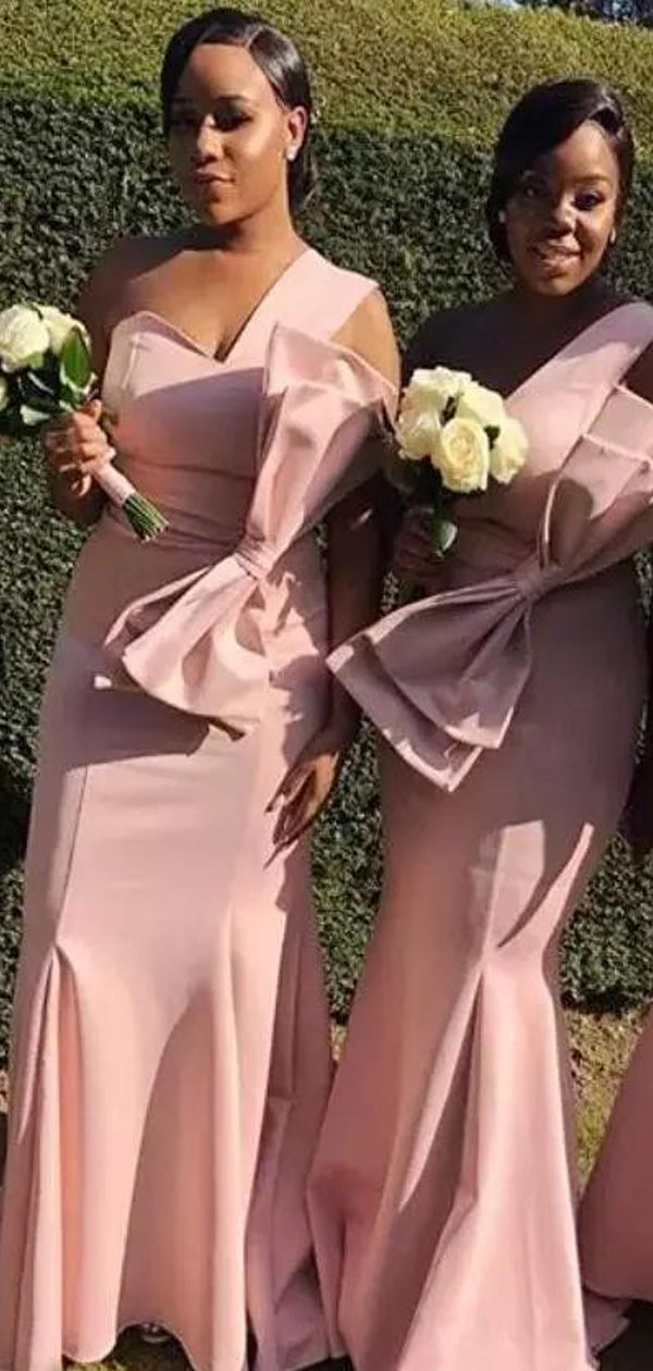 Pink one shoulder bridesmaid dress sale