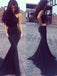 One Shoulder Black Mermaid Sexy Floor-Length Evening Party Prom Gown Dresses, PD0216