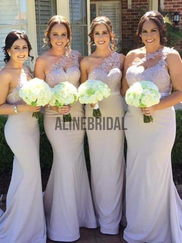 One Shoulder Lace Mermaid Elegant Bridesmaid Dresses AB4023 AlineBridal