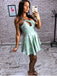 One Shoulder Lace Spaghetti Strap Mini Homecoming Dresses ,BD00214
