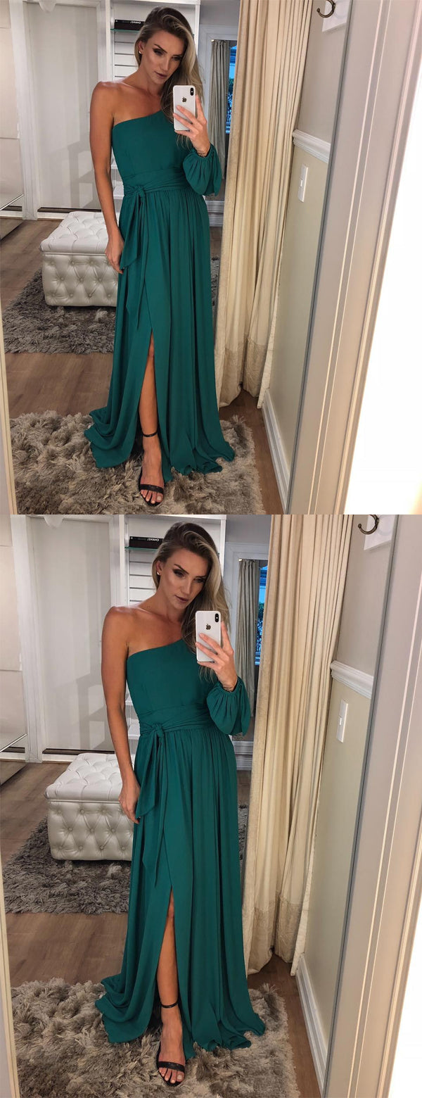 sachin and babi light blue dress ONE SHOULDER CHIFFON DRESS – Dave & Johnny main image 1