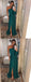 One Shoulder Long Sleeve Teal Chiffon Prom Dresses,PD00343
