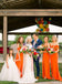 Orange Off Shoulder Sheath Long Bridesmaid Dresses, AB4055