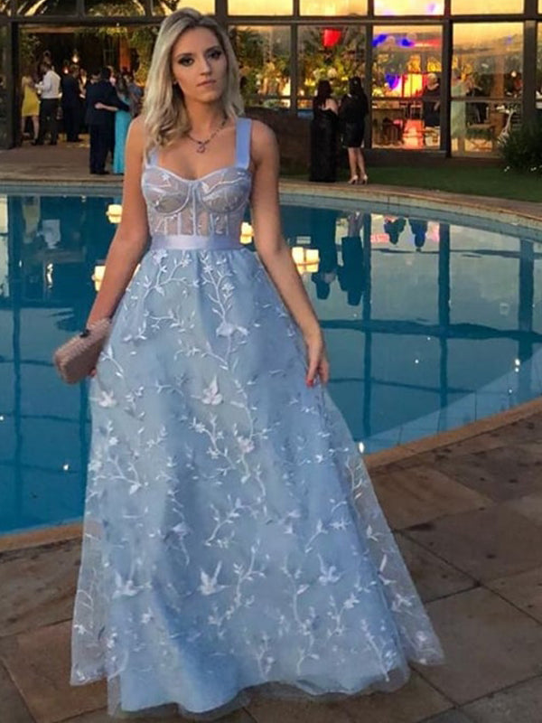 Pale Blue 3D Lace Sweetheart A-line Elegant Prom Dresses,PD00314 AlineBridal Pale Blue 3D Lace Sweetheart A-line Elegant Prom Dresses,PD00314 AlineBridal