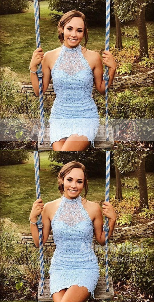 Pale Blue Lace Beads Sheath Tight Homecoming Dresses,HD0015 AlineBridal Pale Blue Lace Beads Sheath Tight Homecoming Dresses,HD0015 AlineBridal