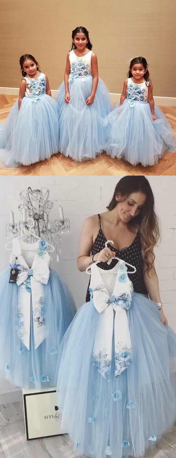 Blue floral flower girl dresses shop