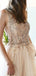 Pastel Yellow Tulle Beading V-neck Sleeveless Prom Dresses.PD00274