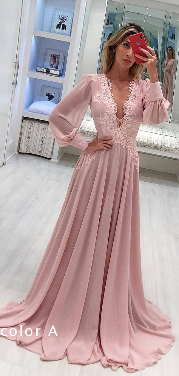 Elegant prom hot sale dresses with sleeves