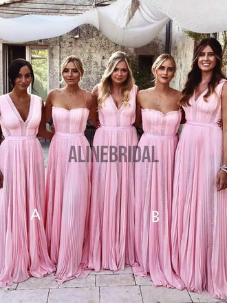 Dusty Pink Lace Mismatched High Low Fashion Bridesmaid Dresses, AB4035 –  AlineBridal