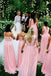 Pink Chiffon Mismatched Charming Fashion Long Bridesmaid Dresses, AB4022