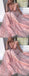 Pink Floral Lace Spaghetti Strap V-neck Prom Dresses.PD00250