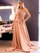 Pink Lace Beading Illusion A-line Elegant Prom Dresses,PD00164