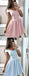 Pink Satin Off Shoulder Spaghetti Strap Homecoming Dresses,HD0068