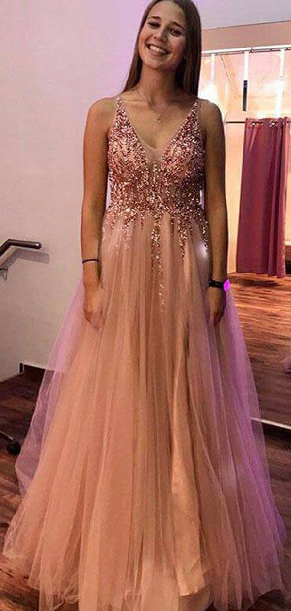 strapless open back dress Baby Pink Tulle Prom Dress Sweetheart Corset – Lisposa main image 1