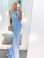 Mermaid Unique Blue Formal Prom Dresses PD1053