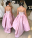 Popular High Low Pink Lace Satin Halter Flower Girl Dresses, FGS085