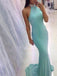 Popular High Neck Mermaid Tiffany Blue Elegant Evening Party Prom Dress ,PD0030