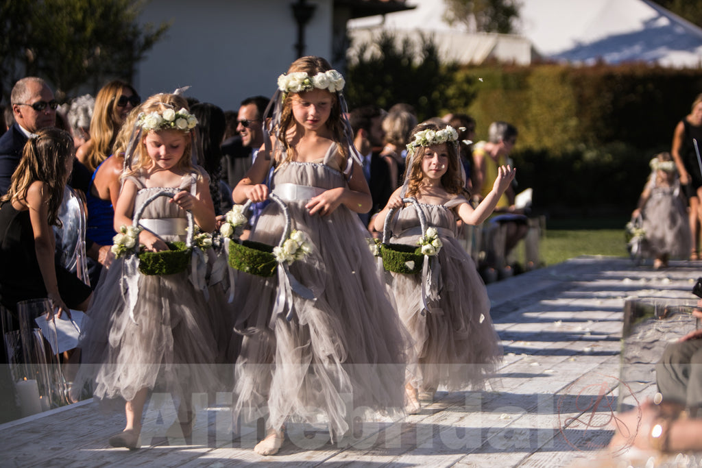 Popular Tulle Spaghetti Straps Long Flower Girl Dresses For Beach Wedding, FGS082