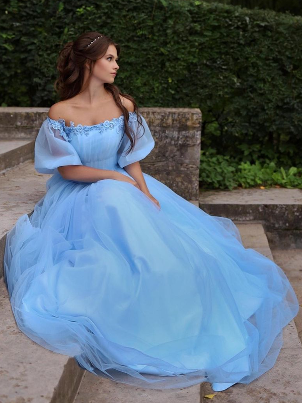Blue princess dress prom clearance