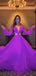 Purple Long Sleeve V-neck Open Back Prom Dresses ,PD00198